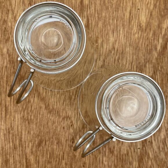 Vitrosax Italy Clear Glass Stainless Steel Removable Handle Expresso Mug Set - Picture 10 of 16